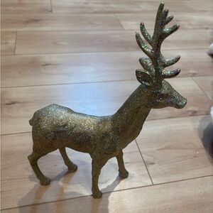 Glittering Gold Reindeer Holiday Decor